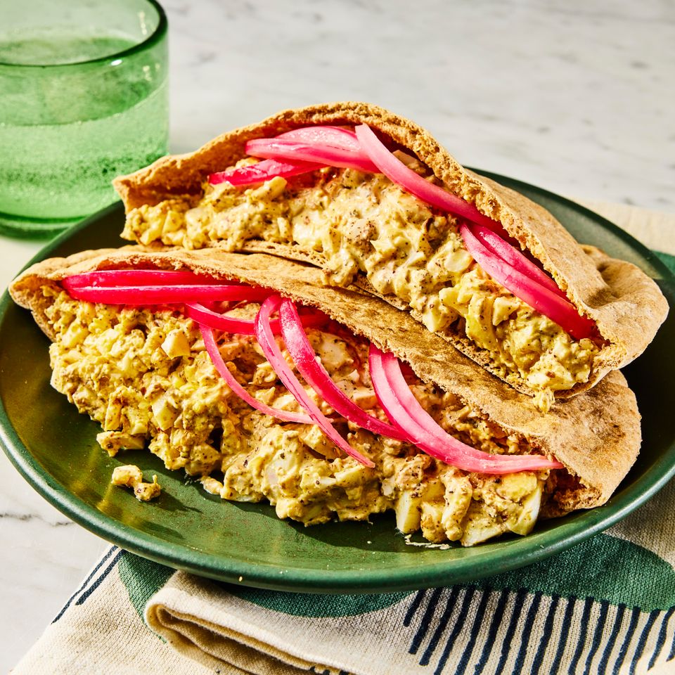 A recipe image of Za'atar Egg Salad Pita Credit: Photographer: Morgan Hunt Ward.