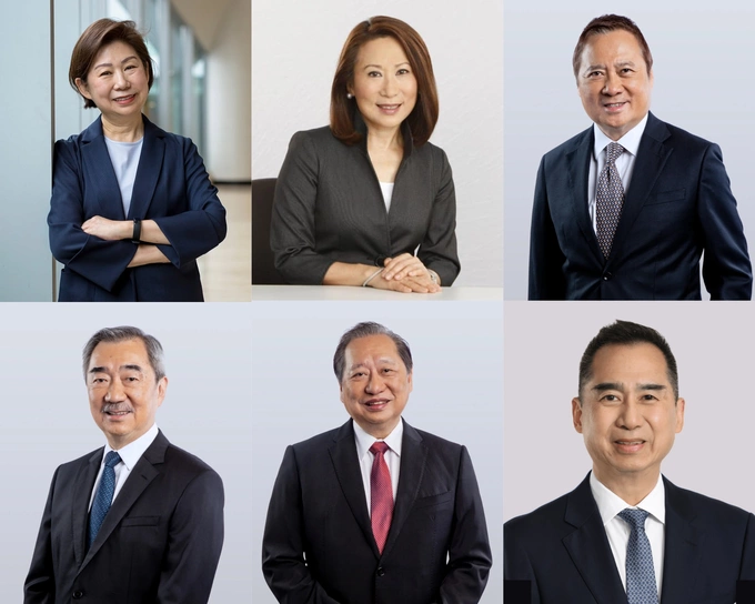 The Sy siblings (top to bottom, left to right): Teresita Sy-Coson, Elizabeth Sy, Henry Sy Jr., Hans Sy, Herbert Sy and Harley Sy. Photo by SM Investments, SM Prime