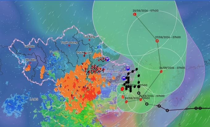 The predicted trajectory of Storm Narra over the Gulf of Tonkin. Graphics by Vietnam Disaster Monitoring System