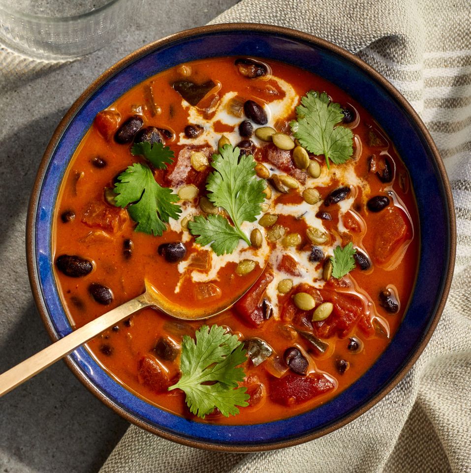 Pumpkin & Black Bean Soup Credit: Fred Hardy