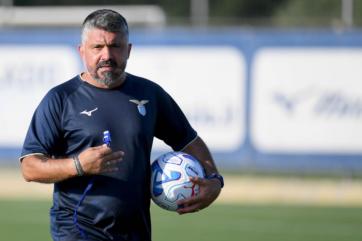 ROME, ITALY - AUGUST 04: SS Lazio head coach Gennaro Gattuso during the SS Lazio training session at Formello Sport Centre on August 04, 2026 in Rome, Italy. (Photo by Marco Rosi - SS Lazio/Getty Images)