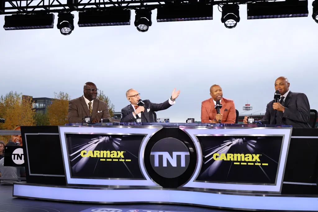 Inside the NBA broadcasts live before a game on October 24, 2023 at the Ball Arena in Denver, Colorado. 