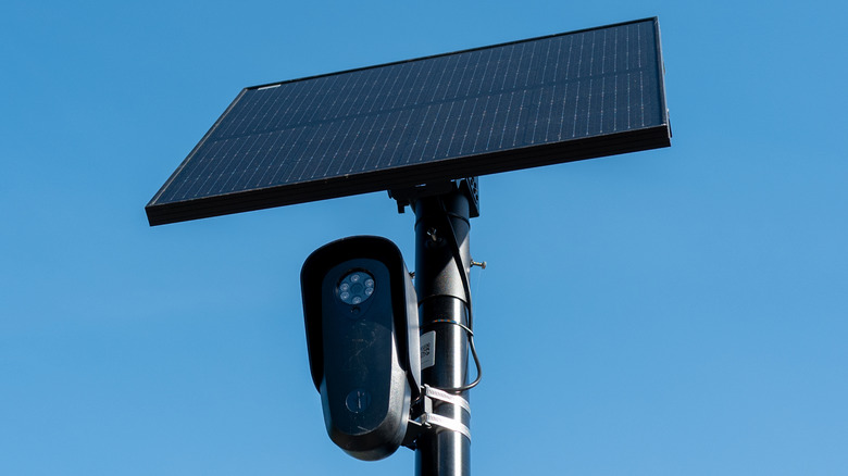 A Flock license plate reader and solar panel