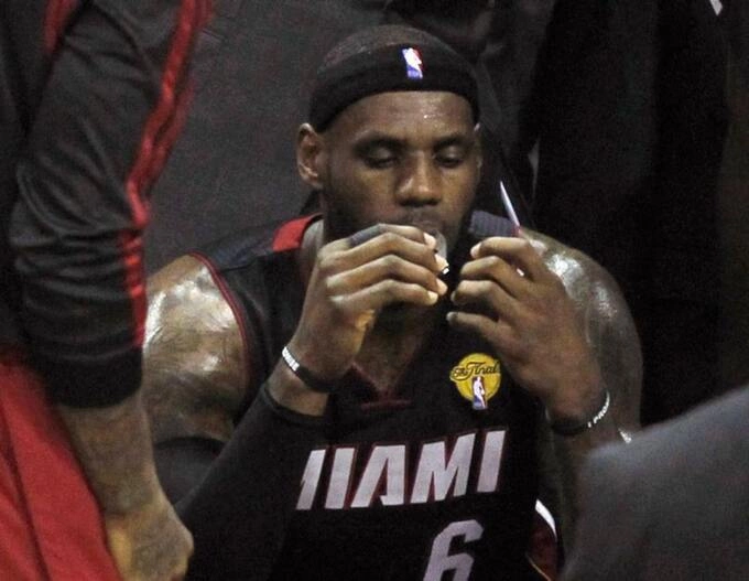 LeBron James during a match for Miami Heat. Photo by Reuters
