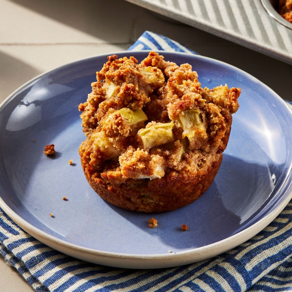 an image of the Low-Carb Apple Cinnamon Muffins Credit: Photographer: Jen Causey, Food Stylist: Emily Nabors Hall, Prop Stylist: Lindsey Lower