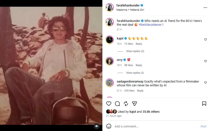 Farah Kahan wins the 80s trend without using AI