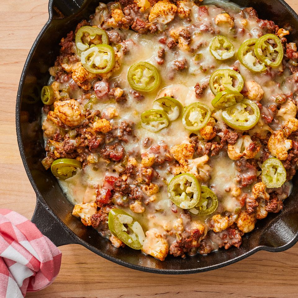 Cheesy Ground Beef & Cauliflower Casserole Credit: EatingWell / Jason Donnelly