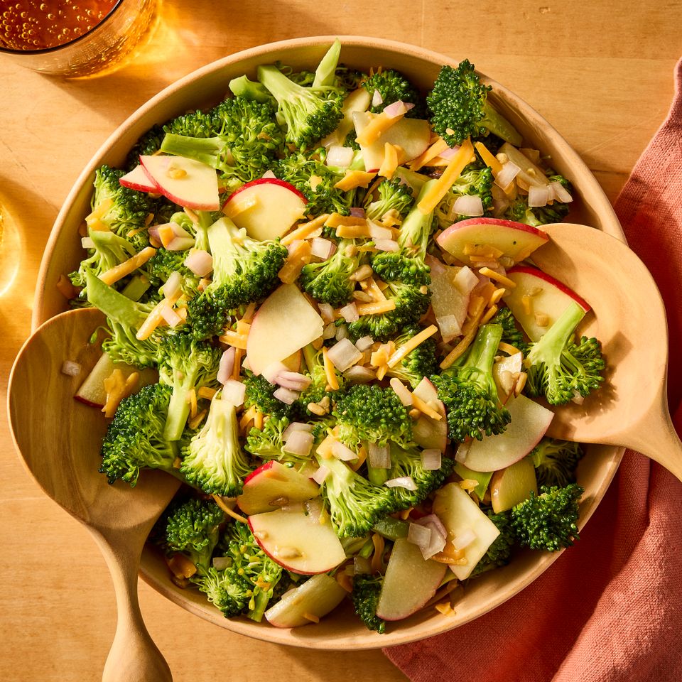 Recipe image of Broccoli‑Apple Crunch Salad. Credit: Photographer: Jen Causey, Food Stylist: Jennifer Wendorf, Prop Stylist: Phoebe Hausser.