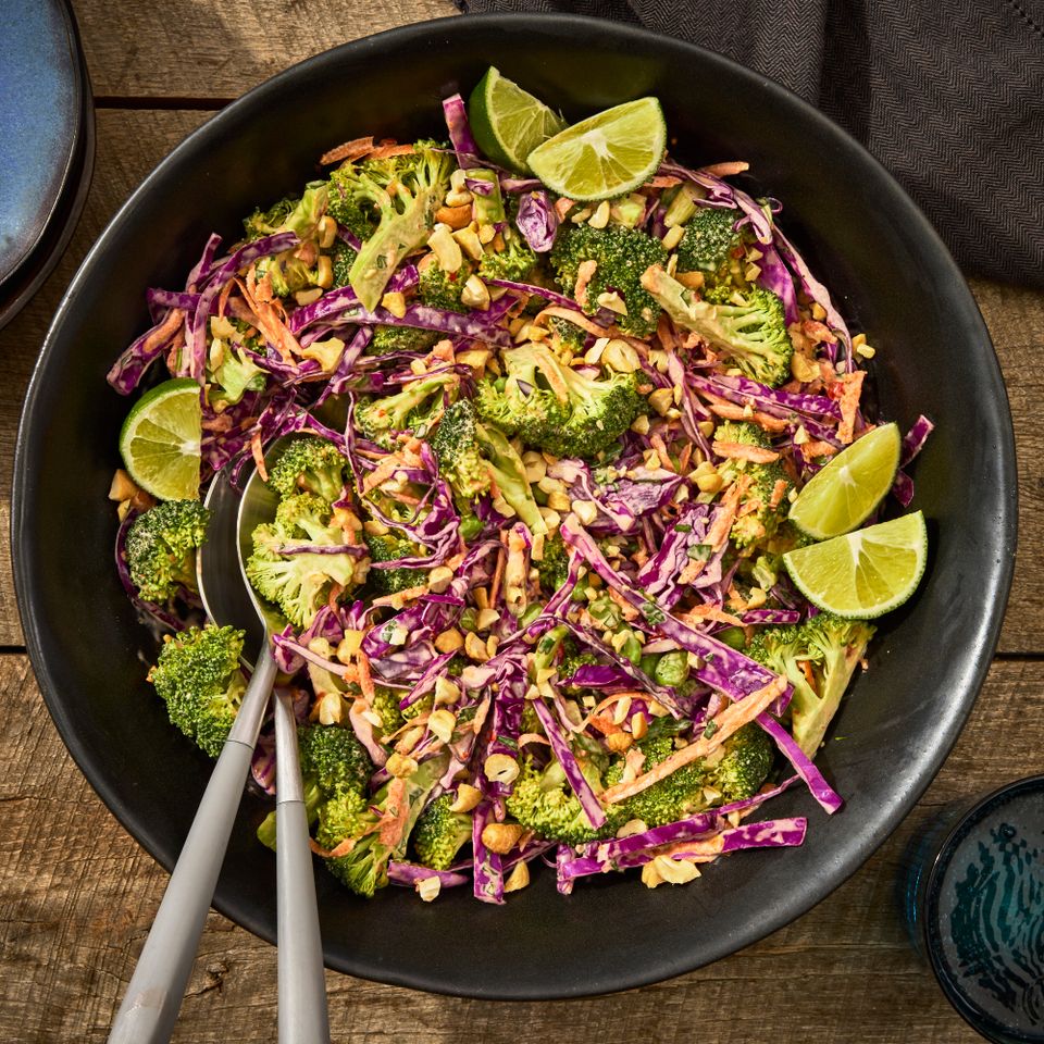 a recipe photo of Bang Bang Broccoli Salad Credit: Photographer: Jen Causey, Food Stylist: Julian Hensarling, Prop Stylist: Josh Hoggle.