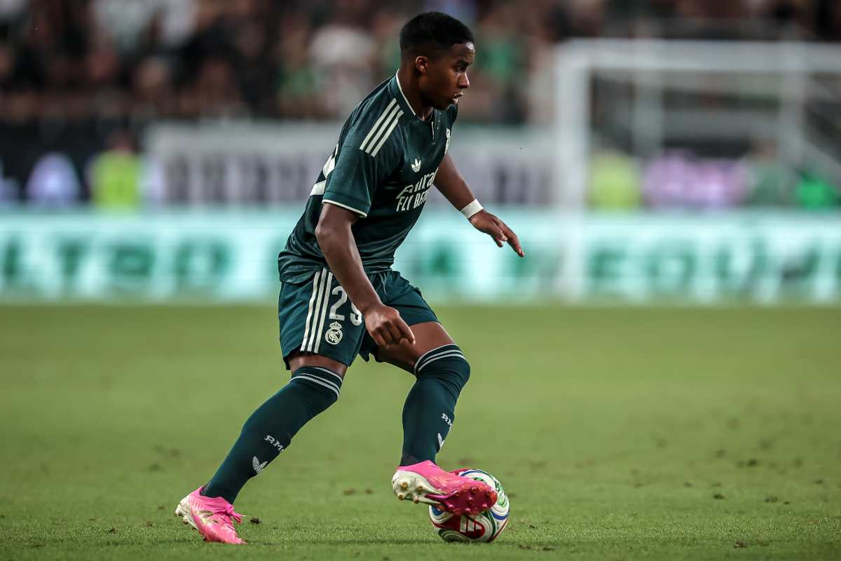 BUDAPEST, HUNGARY - AUGUST 8: Endrick of Real Madrid during the match between Ferencvarosi TC and Real Madrid at Groupama Arena on August 8, 2026 in Budapest, Hungary. (Photo by David Balogh/Getty Images)