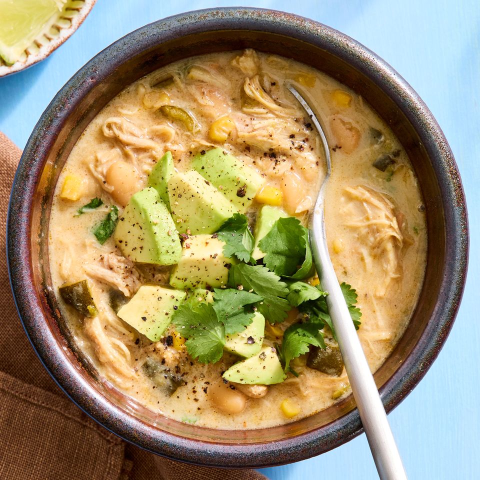 an image of the Instant Pot White Chicken Chili Credit: Photographer: Jacob Fox, Prop Stylist: Gabriel Greco, Food Stylist: Sammy Mila