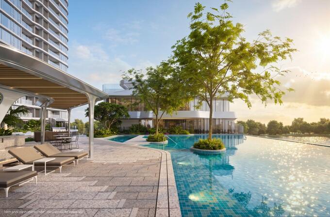 An artists impression of Triton Crowns elevated swimming pool. Photo courtesy of Phu My Hung