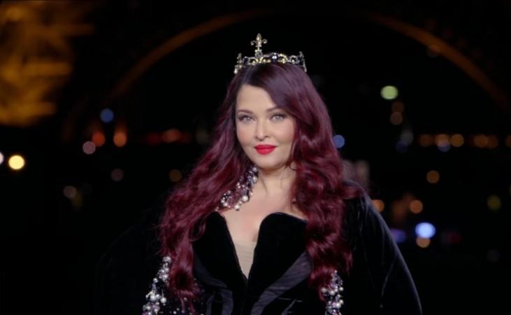 Aishwarya Rai Bachchan fat- and age-shamed for body-hugging black velvet dress, flaunts red hair, wears tiara at PFW runway; fans say 'she looks huge'