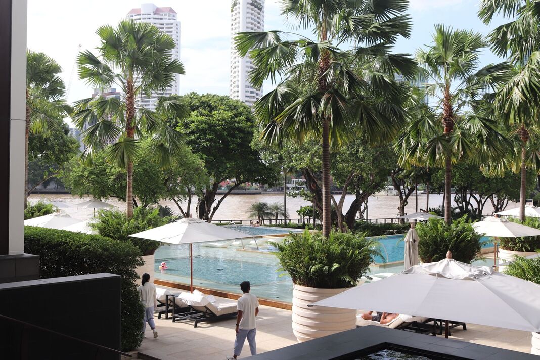 Riverside pool at Four Seasons Bangkok Riverside pool at Four Seasons Bangkok