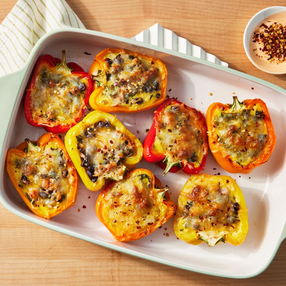 a recipe photo of the Breakfast Stuffed Peppers Credit: Photographer: Jen Causey, Food Stylist: Jennifer Wendorf, Prop Stylist: Priscilla Montiel
