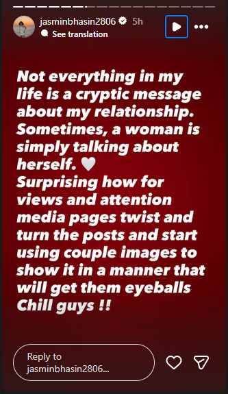 Jasmine Bhasin Slams Users