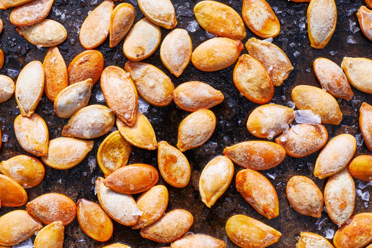 image of roasted butternut squash seeds Credit: Caitlin Bensel