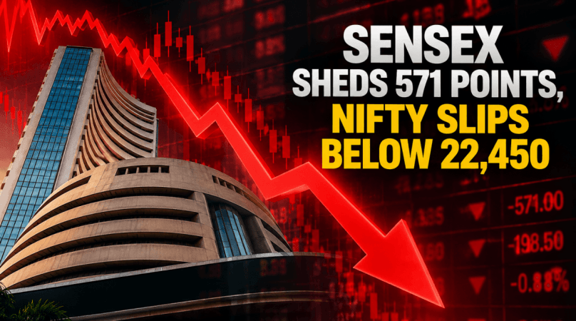 Sensex sheds 571 points, Nifty slips below 22,450