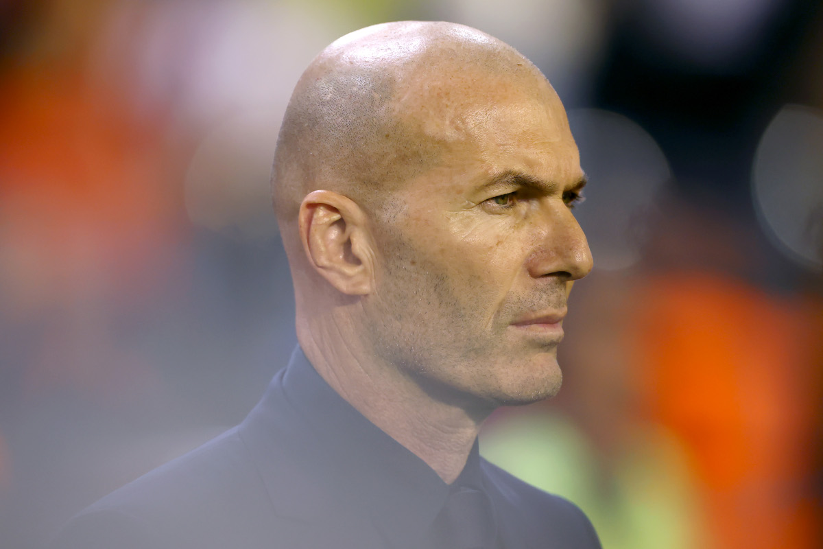 BRUSSELS, BELGIUM - SEPTEMBER 28: Zinedine Zidane, Head Coach of France, looks on before the UEFA Nations League 2026/27 group phase match between Belgium and France at Stade Roi Baudouin on September 28, 2026 in Brussels, Belgium. (Photo by Dean Mouhtaropoulos/Getty Images)