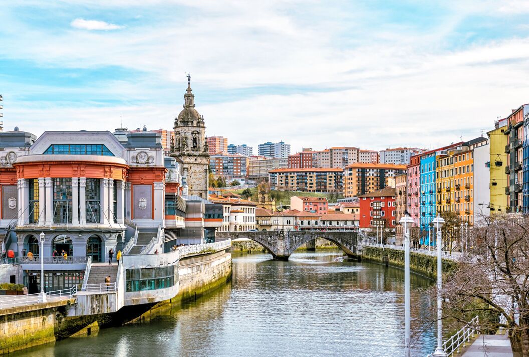Ribera market along the shores of the Nervion River in Bilbao, Spain Ribera market along the shores of the Nervion River in Bilbao, Spain