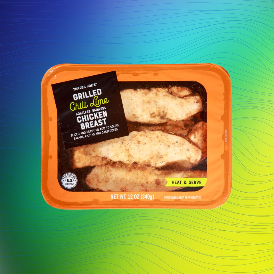 Trader Joes grilled chili lime chicken breast in packaging Credit: Trader Joe's. Getty Images. EatingWell design.