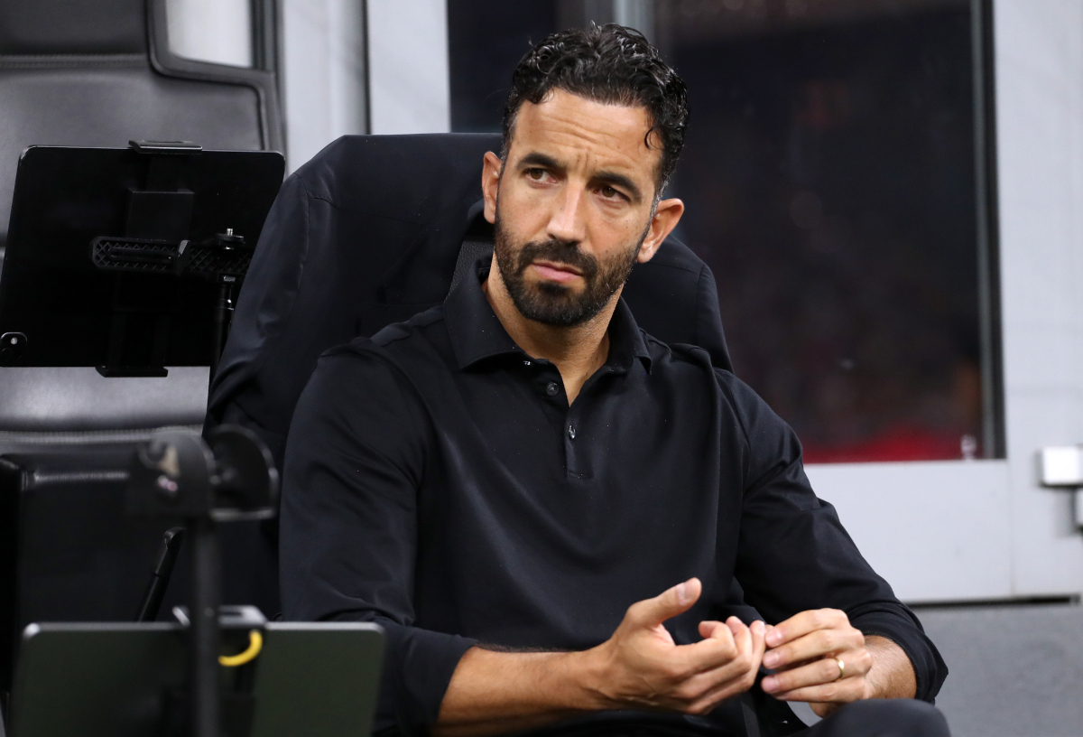 ITALY - SEPTEMBER 20: Ruben Amorim, Manager of AC Milan, looks on before the Serie A match between AC Milan and US Lecce at Stadio Giuseppe Meazza on September 20, 2026 in Italy. (Photo by Marco Luzzani/Getty Images)