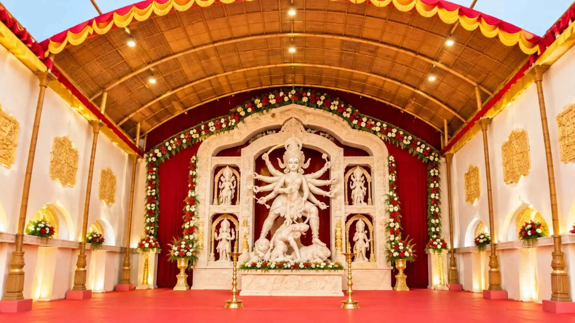 New Alipore Durga Puja is a popular attraction in Kolkata, known for its elaborate pandal decorations, creative themes and artistic presentation. With around five decades of history, the puja has built a reputation for its visually striking designs, vibrant lighting and colorful displays. Its decorations and innovative concepts have helped it gain recognition among the city's Durga Puja celebrations, including an award for Best Decorated Pandal in 2003, according to the information provided. The beautifully crafted idol of Maa Durga adds to the festive atmosphere, while the pandal's emphasis on meaningful themes makes it appealing to art lovers and photography enthusiasts. Located in New Alipore, the pandal is accessible from Rabindra Sarobar Metro Station, with the New Alipore and Deshapriya Park areas serving as nearby landmarks. Visitors can plan their visit between 5:30 pm and 8 pm to enjoy the decorations and evening festivities.