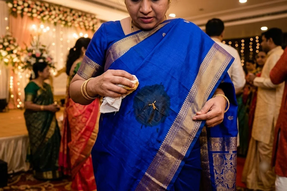 Silk saree washing tips: Remove Oil Stains from Sarees Without Damaging the Fabric