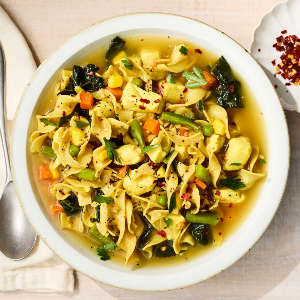 A recipe image of 20-Minute Chicken Soup. Credit: Photographer: Victor Protasio.
