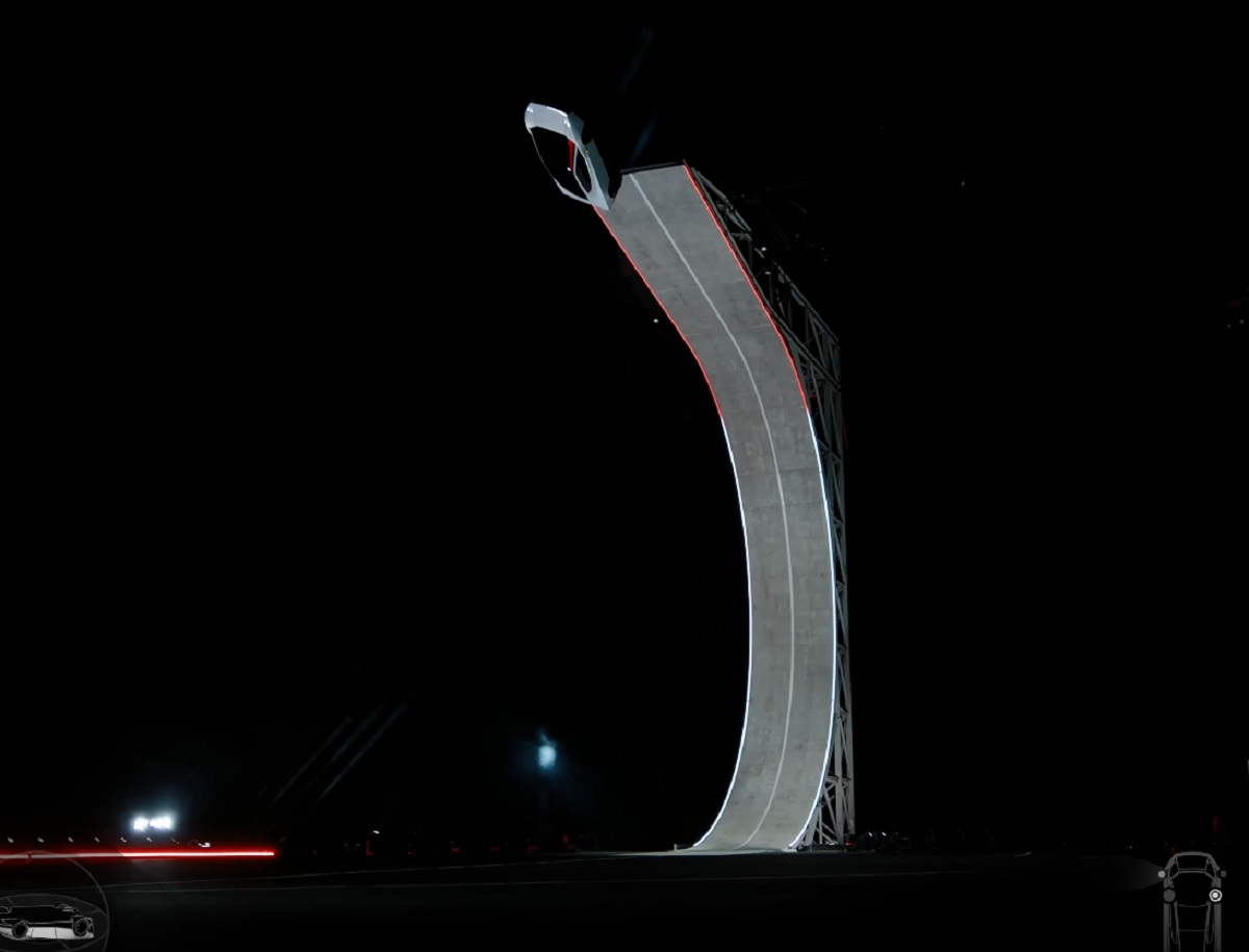 roadster tesla car flying