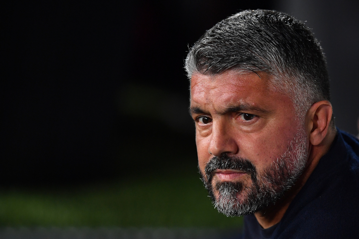 TURIN, ITALY - OCTOBER 18: SS Lazio head coach Gennaro Gattuso looks on during the Serie A match between Juventus and SS Lazio at Allianz Stadium on October 18, 2026 in Turin, Italy. (Photo by Valerio Pennicino/Getty Images)