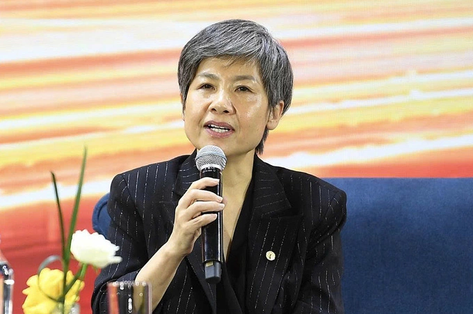 Thai Thi Thanh Hai, vice chairwoman of Vingroup and global vice chairwoman of automaker VinFast, speaks at a conference on Oct. 16, 2026. Photo by Hong Minh