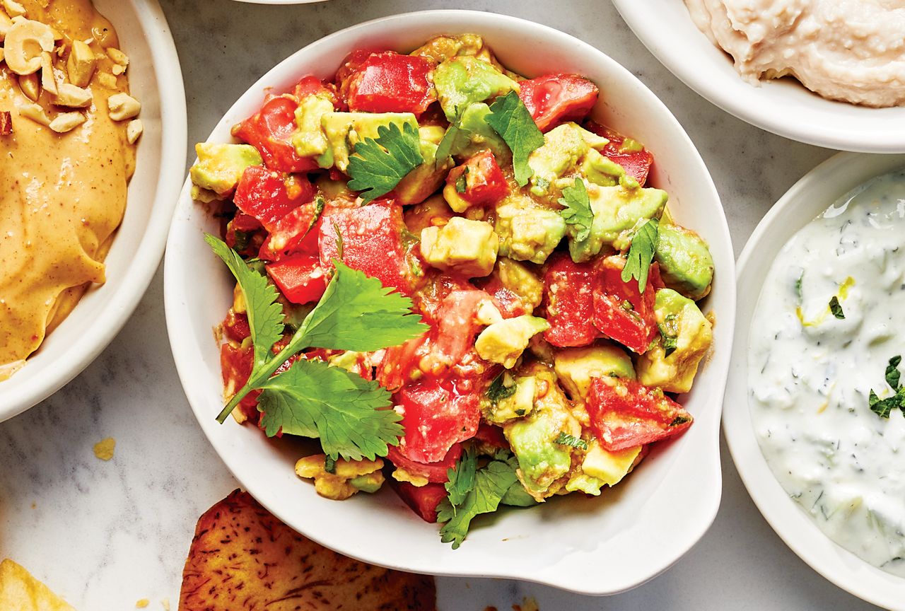 a recipe photo of the Tomato-Avocado Dip Credit: EatingWell