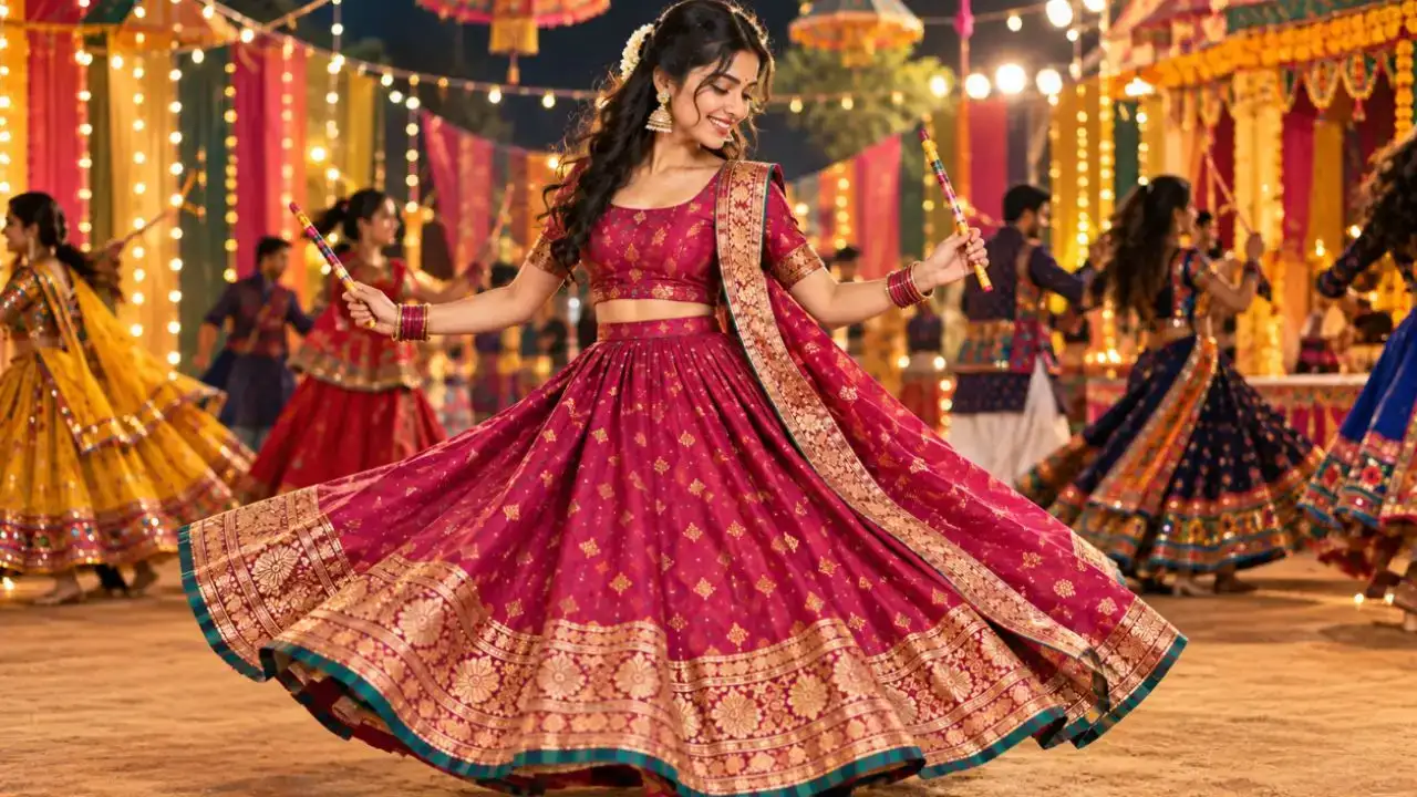 Make beautiful lehenga and choli from saree for Navratri