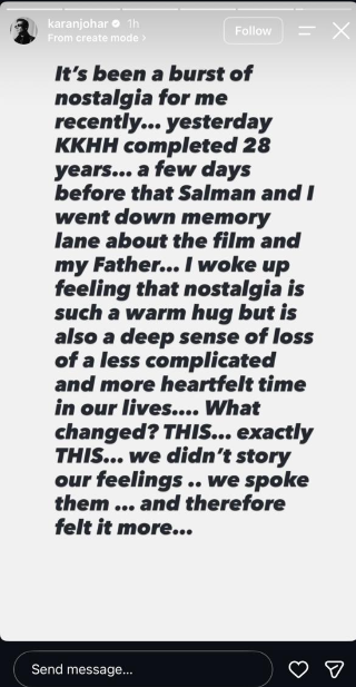 Karan Johar feels burst of nostalgia on 28th anniversary of KKHH